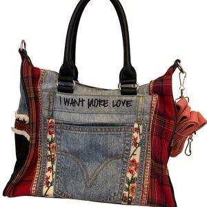 Desigual Denim Bohemian Shoulder Purse Handbag Bag